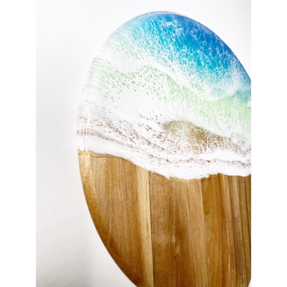 Resin Beach Art Wood Cheese Board Charcuterie - Picture 3 of 6